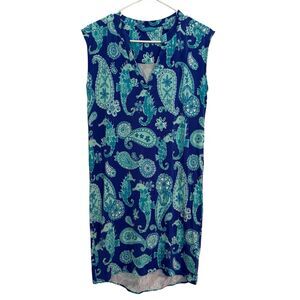 Tori Richard Honolulu Women's SMALL Seahorse & Paisley Short Sleeved Swing Dress